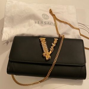 Versace evening black bag with strap